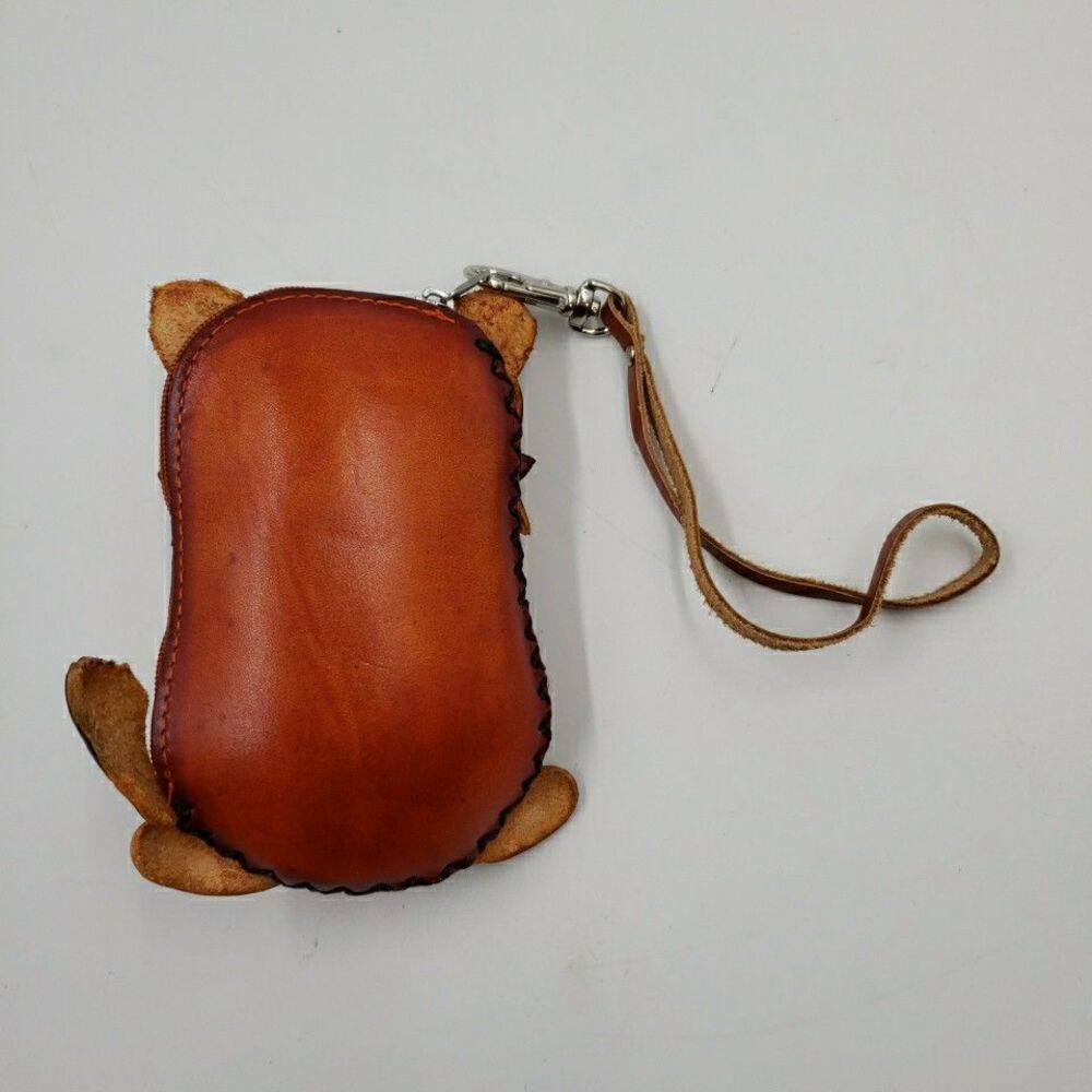 Fox Wristlet Coin Purse Cute Woodland Animal Gift Handmade Leather Mini Wallet - Picture 5 of 10